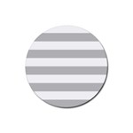 Horizontal Stripes - White and Silver Gray Rubber Coaster (Round)