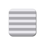 Horizontal Stripes - White and Silver Gray Rubber Coaster (Square)