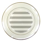 Horizontal Stripes - White and Silver Gray Porcelain Plate