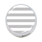 Horizontal Stripes - White and Silver Gray 4-Port USB Hub (One Side)