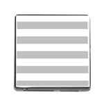 Horizontal Stripes - White and Silver Gray Memory Card Reader (Square)