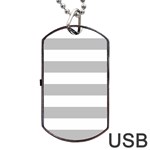 Horizontal Stripes - White and Silver Gray Dog Tag USB Flash (One Side)