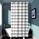Horizontal Stripes - White and Silver Gray Shower Curtain 36  x 72  (Stall)
