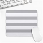 Horizontal Stripes - White and Silver Gray Large Mousepad