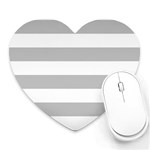 Horizontal Stripes - White and Silver Gray Heart Mousepad