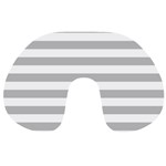 Horizontal Stripes - White and Silver Gray Travel Neck Pillow