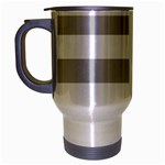 Horizontal Stripes - White and Silver Gray Travel Mug (Silver Gray)