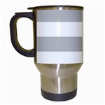 Horizontal Stripes - White and Silver Gray Travel Mug (White)