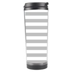 Horizontal Stripes - White and Silver Gray Travel Tumbler