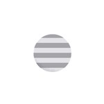 Horizontal Stripes - White and Silver Gray 1  Mini Button