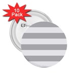 Horizontal Stripes - White and Silver Gray 2.25  Button (10 pack)