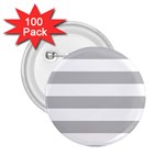 Horizontal Stripes - White and Silver Gray 2.25  Button (100 pack)