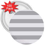 Horizontal Stripes - White and Silver Gray 3  Button (100 pack)