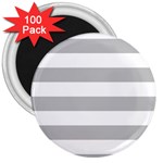 Horizontal Stripes - White and Silver Gray 3  Magnet (100 pack)