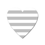 Horizontal Stripes - White and Silver Gray Magnet (Heart)