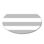 Horizontal Stripes - White and Silver Gray Magnet (Oval)