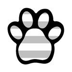 Horizontal Stripes - White and Silver Gray Magnet (Paw Print)