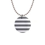 Horizontal Stripes - White and Gray 1  Button Necklace