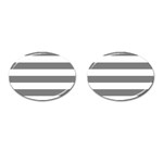 Horizontal Stripes - White and Gray Cufflinks (Oval)