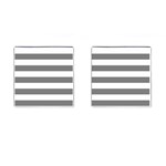 Horizontal Stripes - White and Gray Cufflinks (Square)