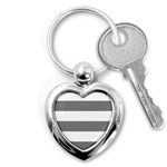 Horizontal Stripes - White and Gray Key Chain (Heart)