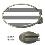 Horizontal Stripes - White and Gray Money Clip (Oval)