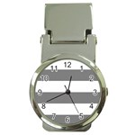 Horizontal Stripes - White and Gray Money Clip Watch