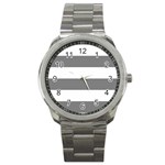 Horizontal Stripes - White and Gray Sport Metal Watch