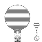 Horizontal Stripes - White and Gray Stainless Steel Nurses Watch