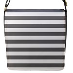 Horizontal Stripes - White and Gray Flap Closure Messenger Bag (S)