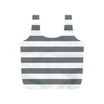 Horizontal Stripes - White and Gray Full Print Recycle Bag (S)