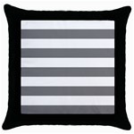 Horizontal Stripes - White and Gray Throw Pillow Case (Black)
