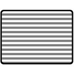 Horizontal Stripes - White and Gray Fleece Blanket (Large) (One Side)