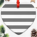 Horizontal Stripes - White and Gray Heart Ornament (Two Sides)