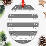 Horizontal Stripes - White and Gray Oval Filigree Ornament (Two Sides)