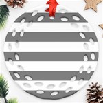 Horizontal Stripes - White and Gray Round Filigree Ornament (Two Sides)