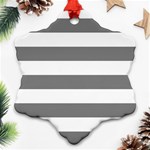 Horizontal Stripes - White and Gray Ornament (Snowflake)