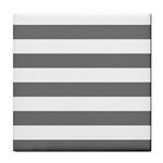 Horizontal Stripes - White and Gray Tile Coaster