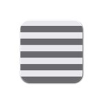 Horizontal Stripes - White and Gray Rubber Square Coaster (4 pack)