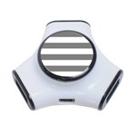 Horizontal Stripes - White and Gray Portable USB Hub (One Side)