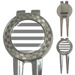 Horizontal Stripes - White and Gray 3-in-1 Golf Divot