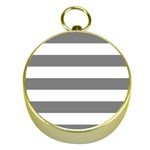 Horizontal Stripes - White and Gray Gold Compass