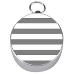 Horizontal Stripes - White and Gray Silver Compass