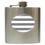 Horizontal Stripes - White and Gray Hip Flask (6 oz)