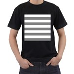 Horizontal Stripes - White and Gray Men s T-Shirt (Black)