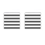 Horizontal Stripes - White and Dark Gray Cufflinks (Square)