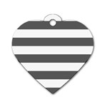 Horizontal Stripes - White and Dark Gray Dog Tag Heart (One Side)