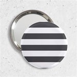 Horizontal Stripes - White and Dark Gray 2.25  Handbag Mirror
