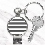 Horizontal Stripes - White and Dark Gray Nail Clippers Key Chain