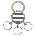 Horizontal Stripes - White and Dark Gray 3-Ring Key Chain